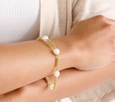 Honora Sterling Silver Goldclad Byzantine Chain & Cultured Pearl Bracelet , Avg